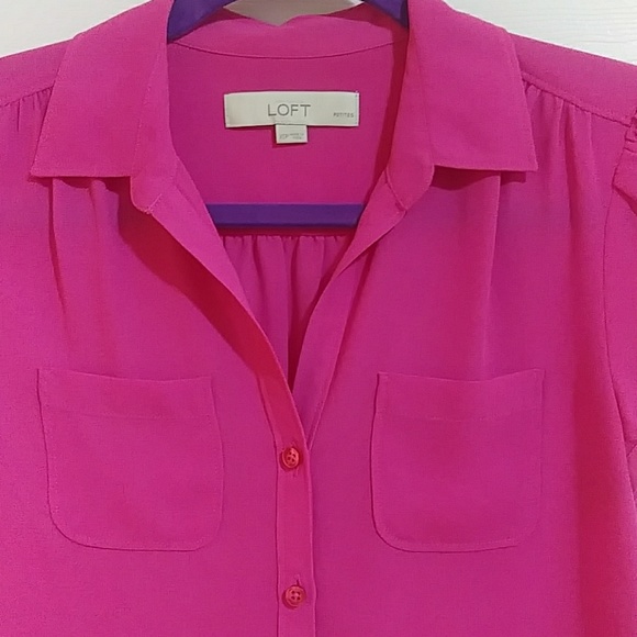 LOFT Hot Pink blouse - Picture 4 of 9